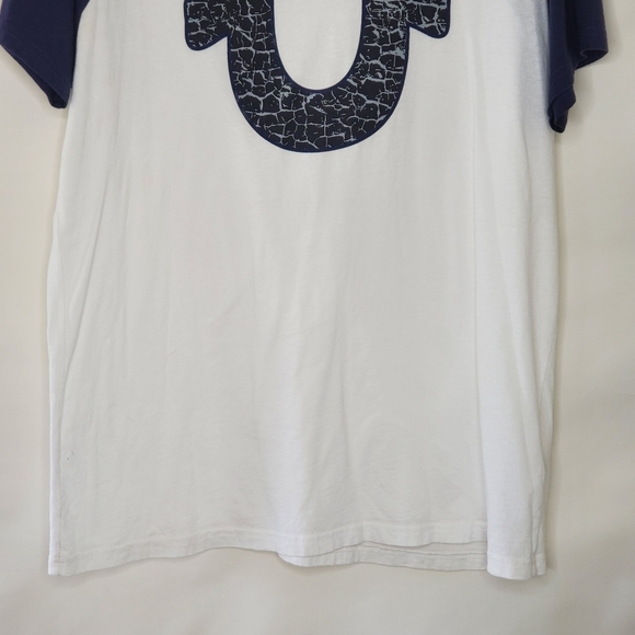 True Religion Horseshoe Buddha Men's Tee Shirt Size XL Logo Cotton Baseball Top - Picture 3 of 9